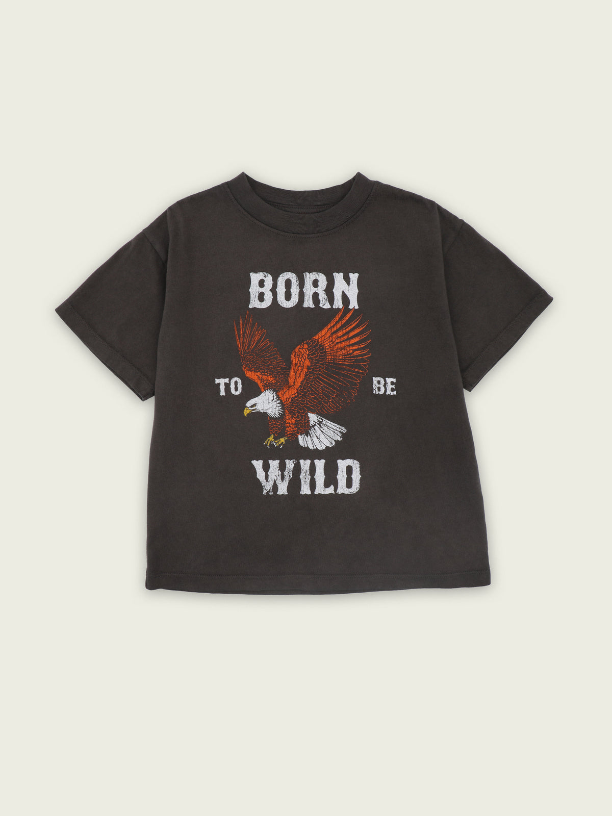 Black heavyweight 100% cotton T-shirt with printed eagle graphic