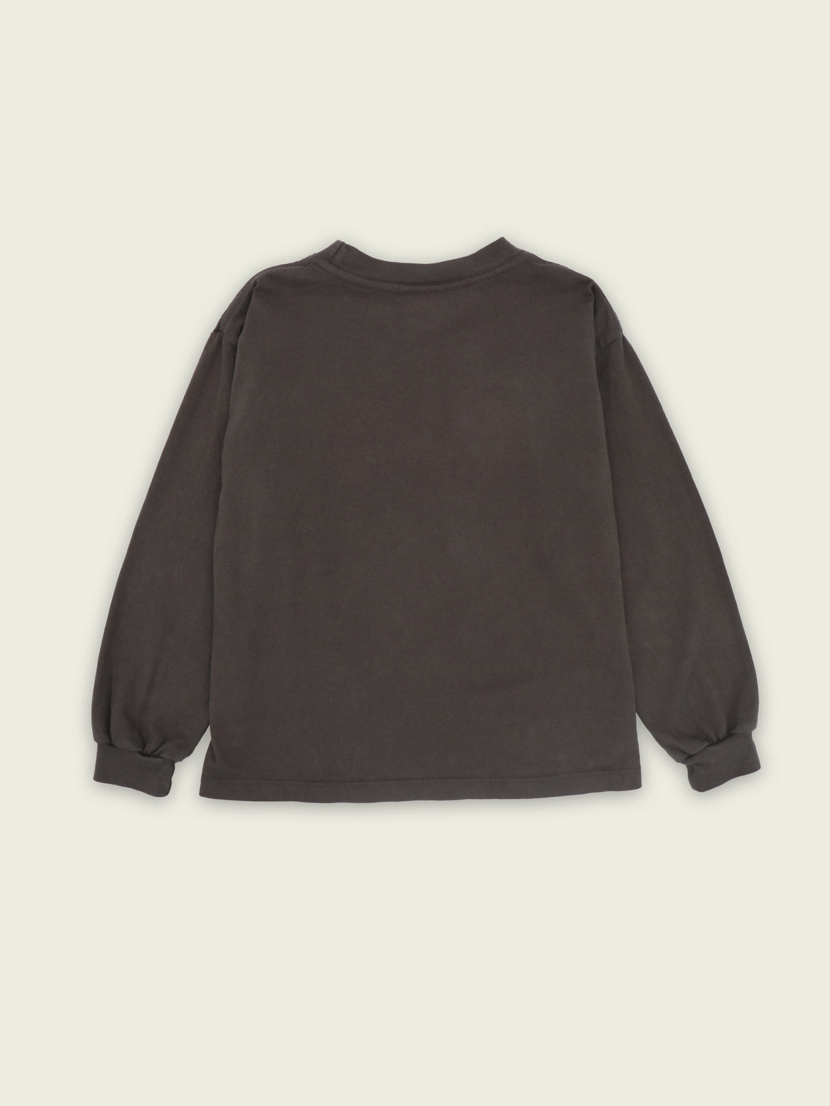Back of dark grey heavyweight cotton Builder long-sleeve T-shirt