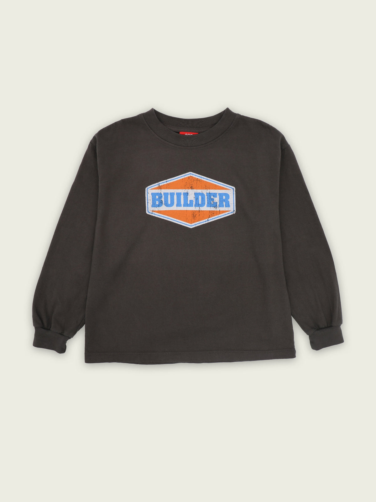 Dark grey heavyweight 100% cotton Builder long-sleeve T-shirt