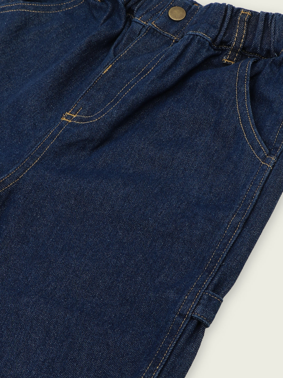 GOO WORLD kids dark denim carpenter jeans with elastic waist